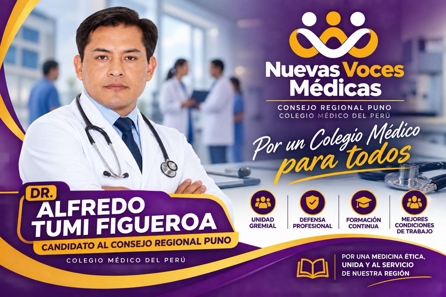 Dr. Alfredo Tumi Figueroa, candidato al Consejo Regional Puno — Nuevas Voces Médicas